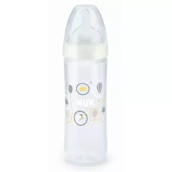 NUK First Choice + Бутылочка 250 мл, соска силиконовая 6+ мес. для заменителей грудного молока, белая