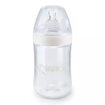 NUK Nature Sense Бутылочка 6+ мес., 260 мл с соской из силикона, с отверстием М, белая