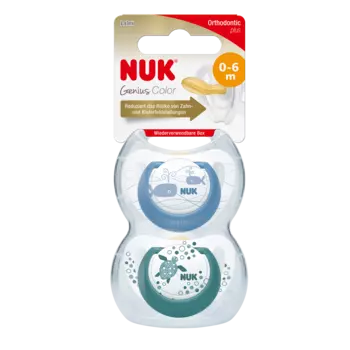NUK Пустышка 0-6 мес., 2 шт., латексная, ортодонтическая, для мальчиков
