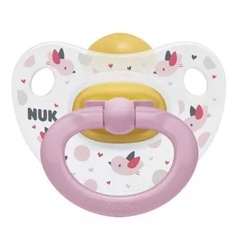 NUK Пустышка 0-6 мес., латексная, ортодонтическая, птички