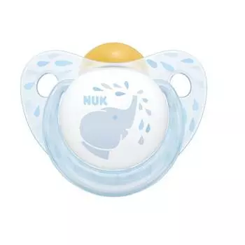 NUK Пустышка 0-6 мес. латексная ортодонтическая Baby Blue, слон
