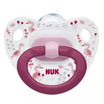 NUK Пустышка 0-6 мес., силиконовая, ортодонтическая, птички