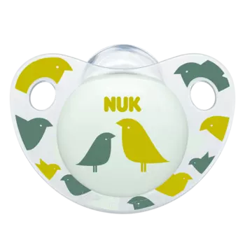 NUK Пустышка 0-6 мес. силиконовая ортодонтическая ADORE, птицы 10730302/3