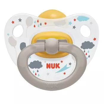 NUK Пустышка 18-36 мес., латексная, ортодонтическая, облака