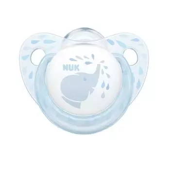 NUK Пустышка 6-18 мес. силиконовая ортодонтическая Baby Blue, слон
