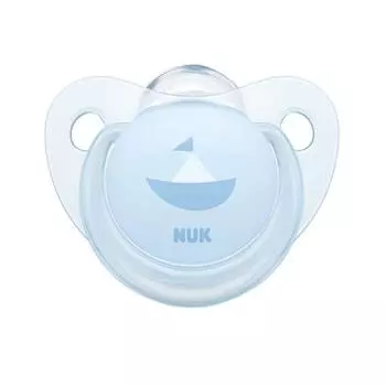 NUK Пустышка 6-18 мес. силиконовая ортодонтическая Baby Blue, корабль