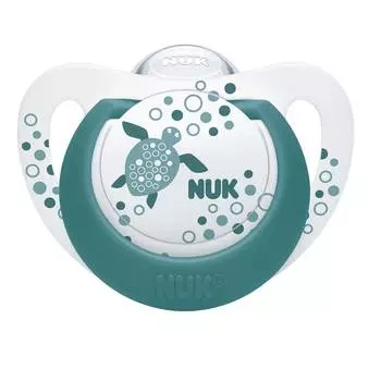 NUK Пустышка 6-18 мес. силиконовая ортодонтическая GENIUS черепаха 10736374/4