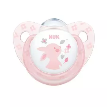 NUK Пустышка 6-18 мес. силиконовая ортодонтическая BABY ROSE заяц 10736274/1