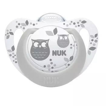 NUK Пустышка 6-18 мес. силиконовая ортодонтическая GENIUS сова 10736374/2