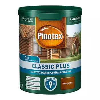 Антисептик Pinotex Classic Plus 3 в 1 декоративный для дерева красное дерево 0,9 л