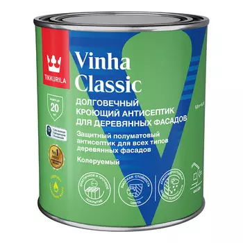 Антисептик Tikkurila/Tikkivala Vinha Classic кроющий декоративный для дерева белый база VVA 0,9 л