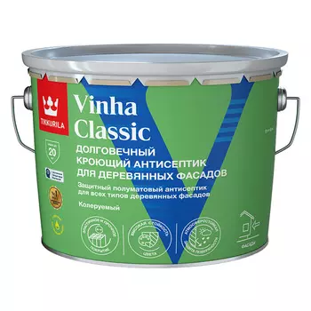 Антисептик Tikkurila/Tikkivala Vinha Classic кроющий декоративный для дерева бесцветный база VC 9 л