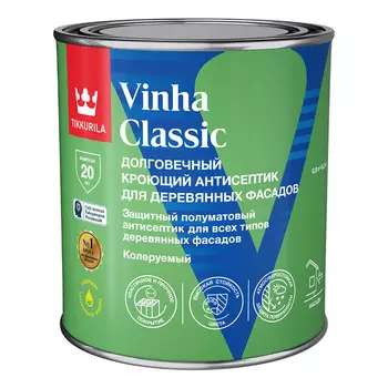 Антисептик Tikkurila/Tikkivala Vinha Classic кроющий декоративный для дерева бесцветный база VC 0,9 л