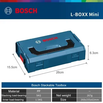 Ящик для инструментов Bosh Stackable L-Boxx Mini Stackable Toolbox Складная ручка, легко разбирается и транспортируется