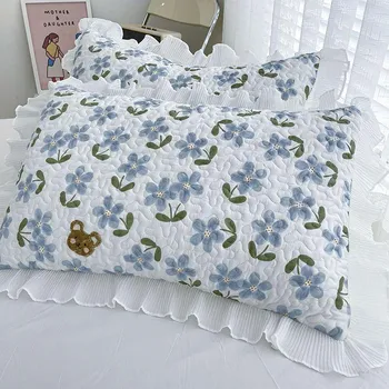 Наволочка из стираного хлопка, пара наволочек, студенческие кружевные наволочки для общежития, наволочки 48x74cm