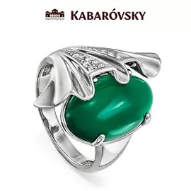 Кольцо из серебра с ониксом и фианитом swarovski с родированием 11-056-1900