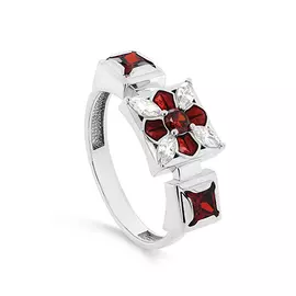 Кольцо из серебра с фианитом и эмалью с родированием 11-318-0118