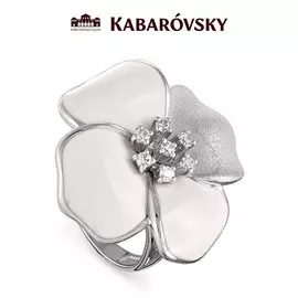 Кольцо из серебра с фианитом и фианитом sw эмалью с родированием 11-022-8110