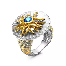 Кольцо из серебра с фианитом swarovski с позолотой R-0140W1