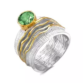 Кольцо из серебра с фианитом swarovski с позолотой R-0141W3