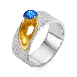 Кольцо из серебра с фианитом swarovski с позолотой R-0200W1