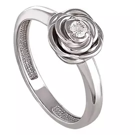 Кольцо из серебра с фианитом swarovski с родированием 11-082-8100