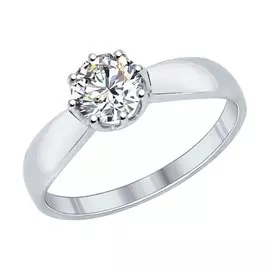 Кольцо из серебра с фианитом swarovski с родированием 89010029