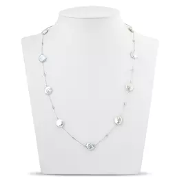 Колье из серебра с жемчугом с родированием И5-1046-23-06