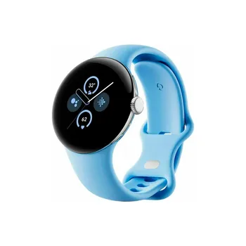 Умные часы Google Pixel Watch 2 LTE Polished Silver Case / Bay Band (Голубой)