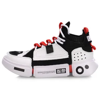 Баскетбольные кроссовки Li Ning Paris Fashion Week Wudao Ace Fabric Synthetic Leather Nubuck Mid-Top Retro, женские кроссовки, цвет черный, белый, красный AGBN062-12 35