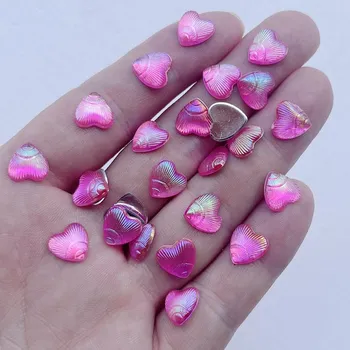 100 шт. смешанных 10 мм блестящих акриловых стразов AB Color Hearts, задняя плоская декорация, скрапбукинг, украшения своими руками, украшение для ногтей, стразы разноцветный