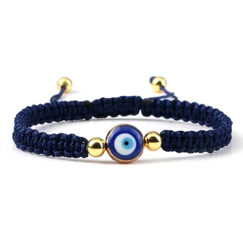 Модный браслет Lucky Red String Evil Eye, толстая золотая веревка, ручная работа, регулируемый, украшения для дружбы, браслет Hamsa для женщин и мужчин Bracelet синий