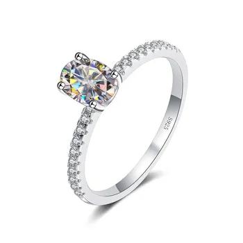 Bague Ringen, 1 или 2 карата, обручальное кольцо с муассанитом овальной огранки для женщин, сверкающие ювелирные изделия, кольцо из 100% стерлингового серебра 925 пробы, женское кольцо GRA 1ct No.5 зелёный