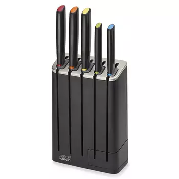 Набор из 5 ножей в подставке elevate slimblock (joseph joseph) черный 16x35x7 см.