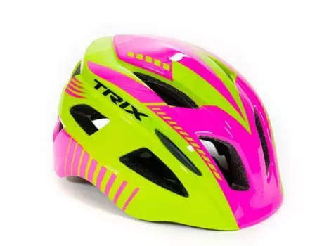 Шлем велосипедный TRIX, детский, кросс-кантри, 13 отверстий, розово-зеленый
