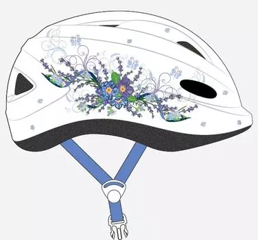 Шлем велосипедный Vinca sport VSH 7, детский, с регулировкой, белый, рисунок - "лаванда", индивидуальная упаковка (Размер: М (56-58 см))