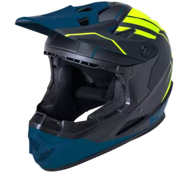 Шлем велосипедный KALI Zoka, Full Face, DH/BMX, ABS, 6 отверстий, Mat Blk/Fluo Ylw/Teal