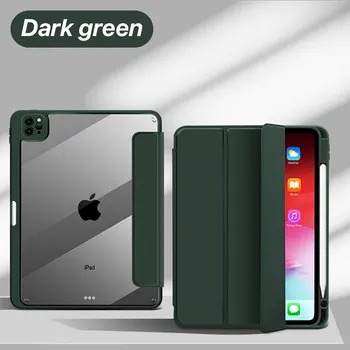 Кожаный чехол для iPad Pro 12,9 дюймов 4/5/6, 11 дюймов 2/3/4 с держателем для карандашей, прозрачный чехол для iPad 5/6/7/8/9/10, Air4/5 Mini6, защитный чехол iPad Mini 6 розовый