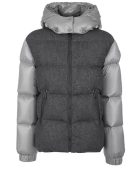 Серая куртка-пуховик со вставкой из шерсти Moncler детская