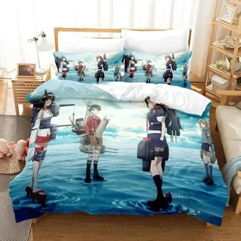 Аниме Kantai Коллекция Комплект постельного белья для мальчиков и девочек Twin Queen Sizes Пододеяльник Наволочка Кровать Дети Взрослые Мода Домашний текстиль Текстиль 70x133cm 2pcs
