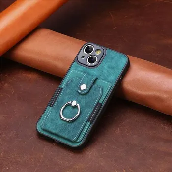 Кожаный чехол-держатель для карт с кольцом-подставкой для Iphone 14 Pro Max 13 11 12 15 Pro 14 Plus Iphone13 Iphone15, аксессуары для телефонов, чехол for iphone13 pro max коричневый