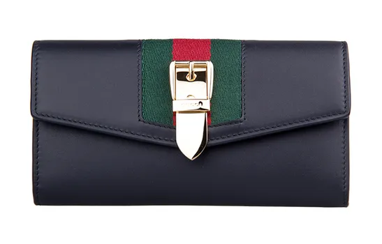 GUCCI Женский кожаный кошелек Sylvie, черный, стандартный