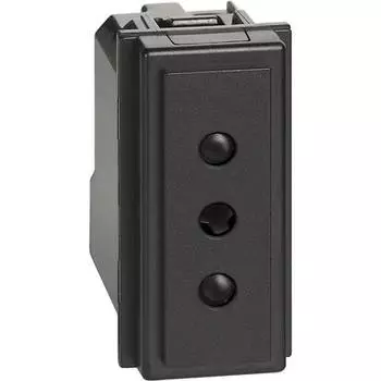 Bticino Living Now - розетка 2 +T 10A 250Vac черн. KG4113