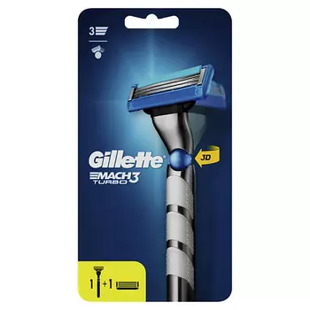 GILLETTE Бритва с 2 сменными кассетами Red Mach3 Turbo 3D