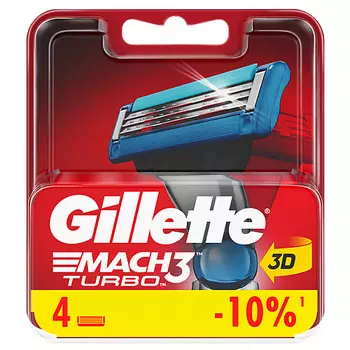 GILLETTE Сменные кассеты для мужской бритвы с 3 лезвиями Mach3 Turbo