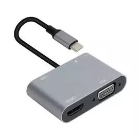 Адаптер Aopen/Qust ACU4511 USB Type-C (m)-->VGA, HDMI 4K*30Hz, USB 3.0, PD, audio