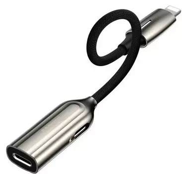Адаптер Baseus CALL55-0A 2-in-1 Lightning Male - 2*Lightning Female L55 Tarnish