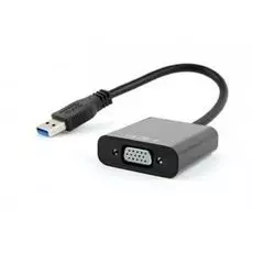 Адаптер переходник Cablexpert AB-U3M-VGAF-01 черный, USB3-VGA, 1920х1080/60Hz, 15см