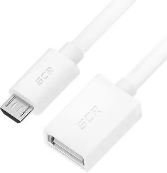 Адаптер переходник Greenconnect GCR-52207 OTG 0.5m USB, microB 5pin/AF, белый, 28/28 AWG, экран, морозостойкий
