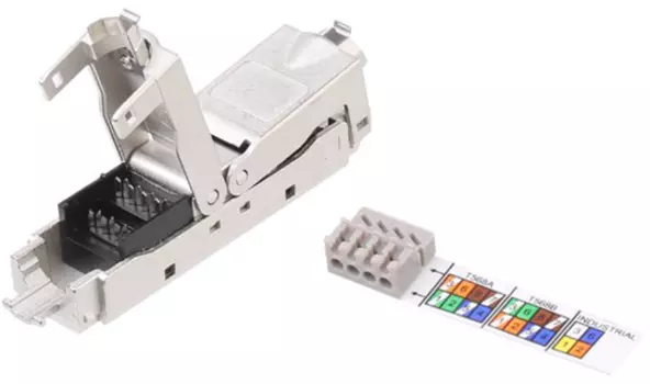 Адаптер проходной Hyperline CA3-IDC-C6A-SH-F-SL категория 6A, полный экран, IDC